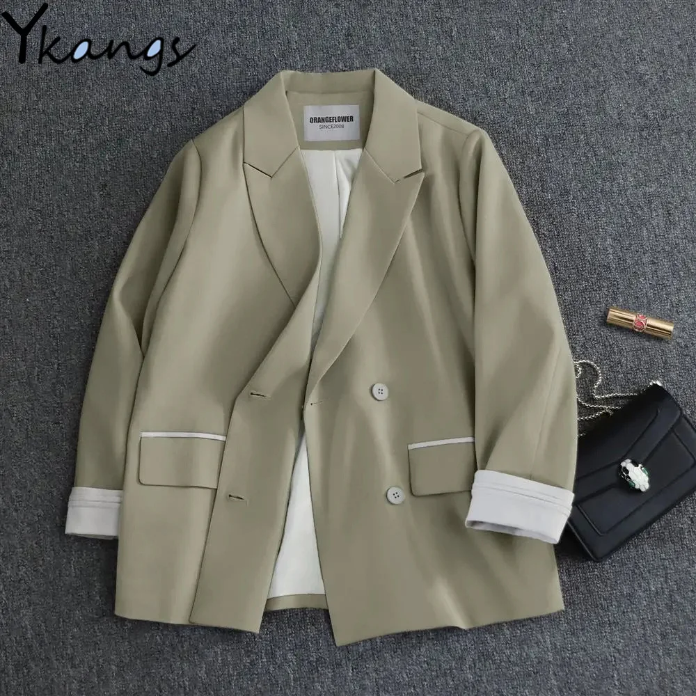 

Korean Elegant Design Suit Jacket Fashion Office Lady Lapel Solid Women Coat New Causal Female Loose Simple Vintage Chic Blazer