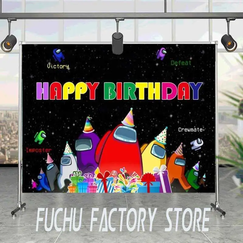 

Video Game Photography Among Us Backdrop For Kids Birthday Party Backdrops Vinyl Photo Background Decoration Baby Shower Party