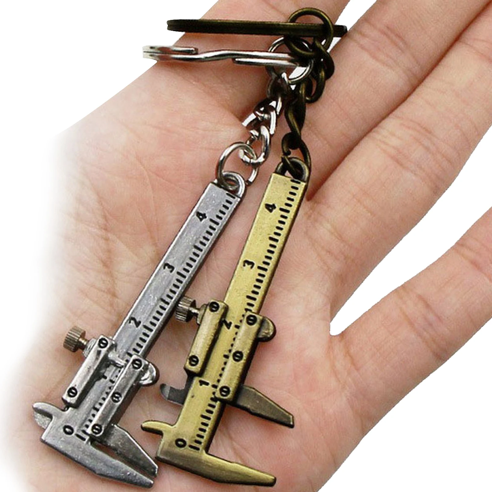 

0-4cm Movable Vernier Caliper Ruler Model Keychain Univeral Mini Car Styling Metal Key Chain Keyring Keyfob Tool Key Accessories