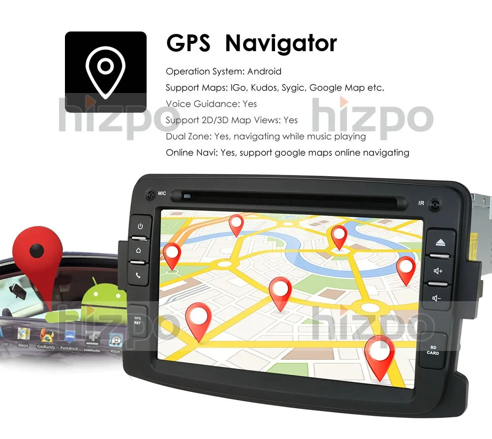 Для Renault Dokker Dacia Duster Logan Sandero с Авторадио gps-навигация, радио, стерео Bluetooth SD USB Mirror-Link Android9.0