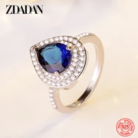 zdadan 925 sterling silver water drop zircon ring for women fashion jewelry gift