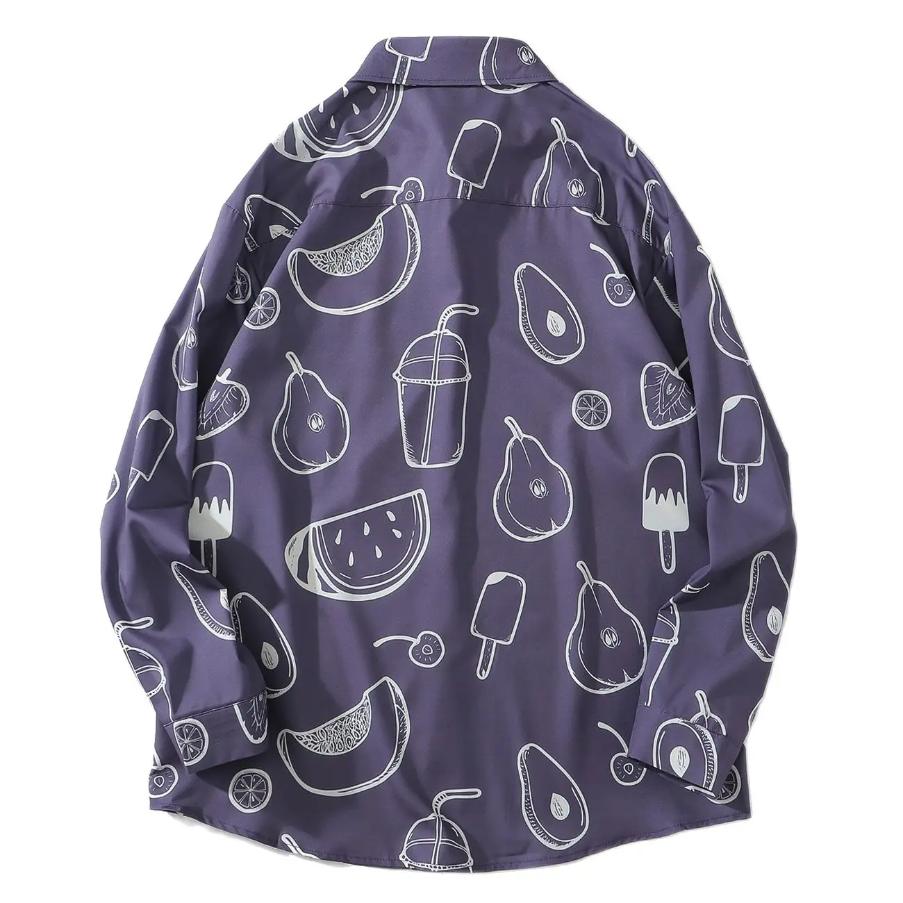 Гавайская рубашка в стиле хип хоп с длинным рукавом и принтом арбуза|Повседневные рубашки| |