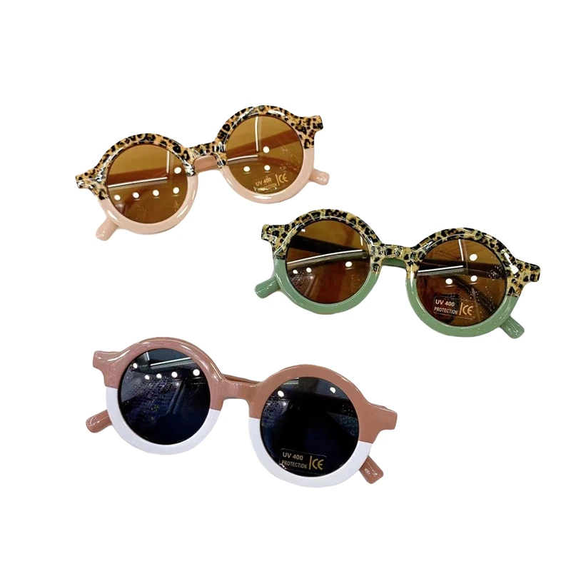 

Retro Style Children Round Sunglasses Little Boys Girls Double Color Matching Anti-ultraviolet Outdoor Sports Casual Glasses