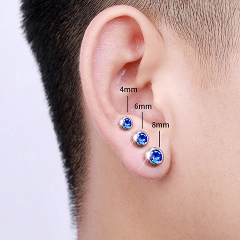 Серьги-гвоздики из медицинского титана, размер 4/6/8 мм, 2 шт./упаковка