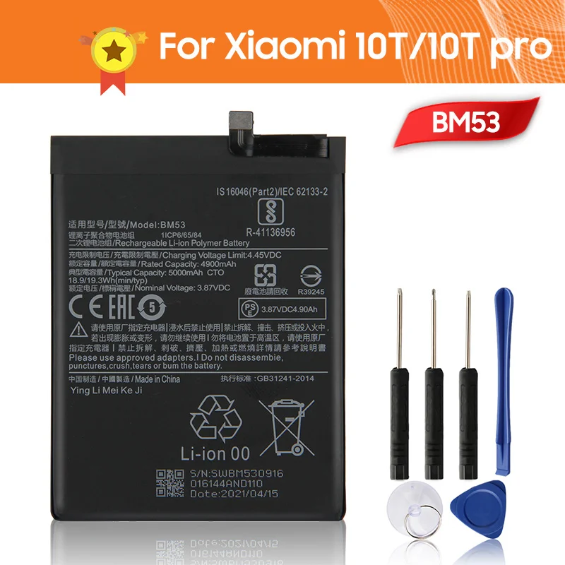 Bater&iacute;a de tel&eacute;fono BM53 para Xiaomi 10T, 10T Pro, 5000mAh, bater&iacute;a de repuesto, herramienta-0