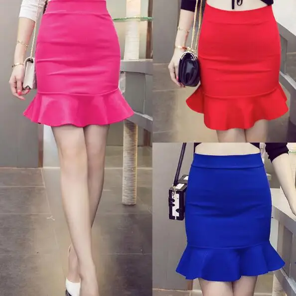 Короткая юбка русалки Черная роза синяя красная карандаш 3XL 4XL 5XL размера плюс