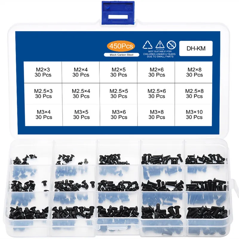 

720-650-450 Countersunk Flat Head Philips Small Mini Screw Set M1.4 M1.7 M2 M2.5 M3 Carbon Steel Computer Notebook Screw Set