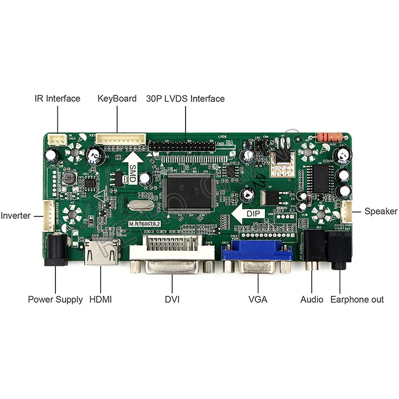 Плата контроллера ЖК-драйвера HDMI DVI VGA аудио DIY Kit 30Pin LVDS кабель 4CCFL инвертор