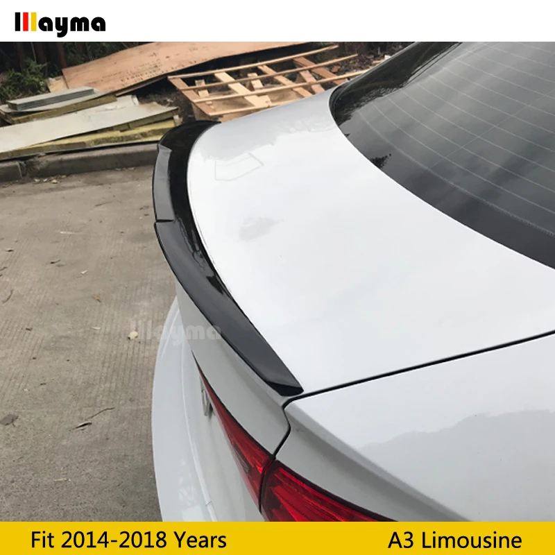 V Стиль ABS задний спойлер на багажник для Audi A3 Sline S3 Люкс 2014 2015 2016 2017 2018 год черный