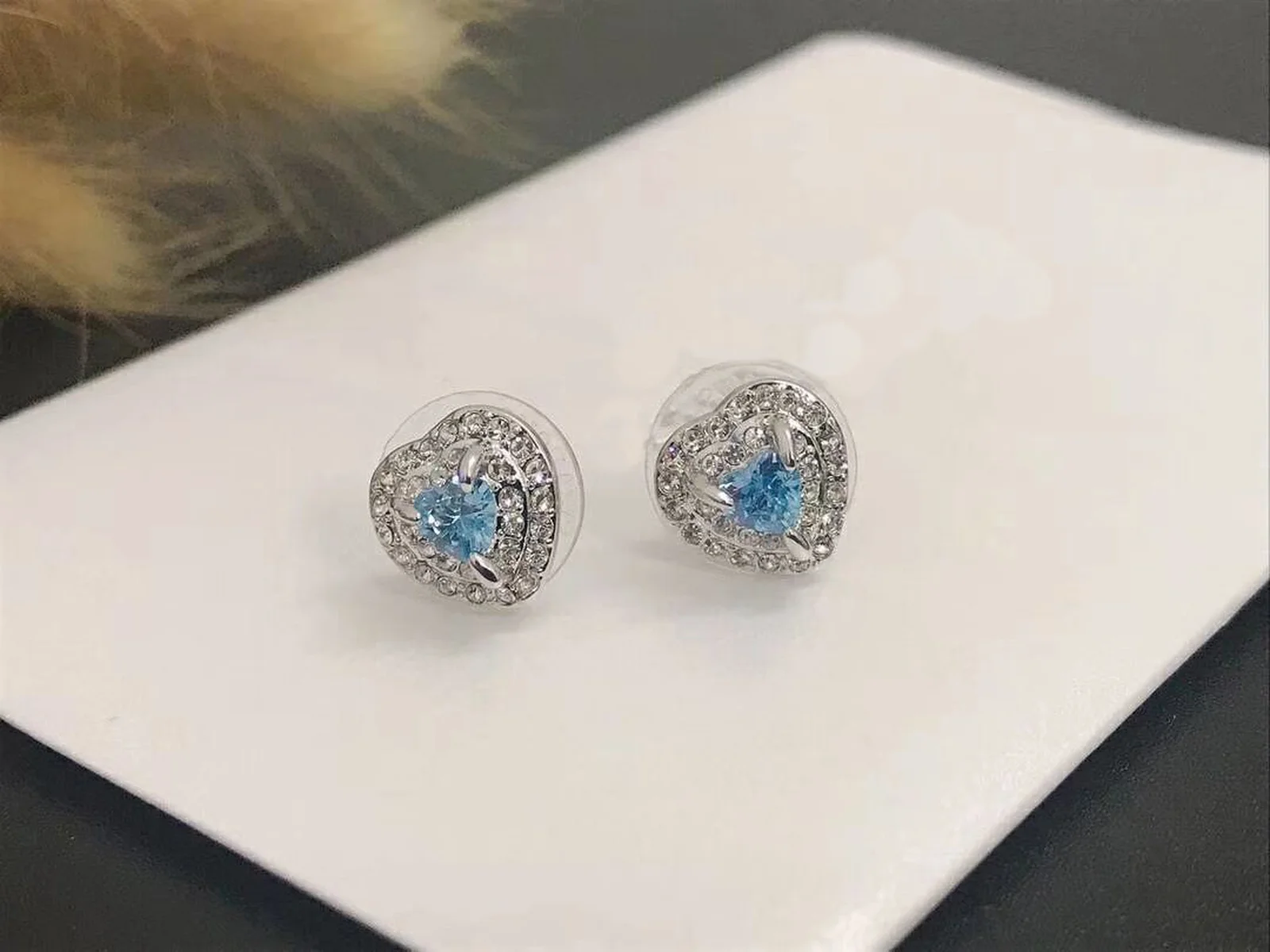 

2021 High quality SWA new blue heart-shaped cute lady Earrings Charming fashion jewelry