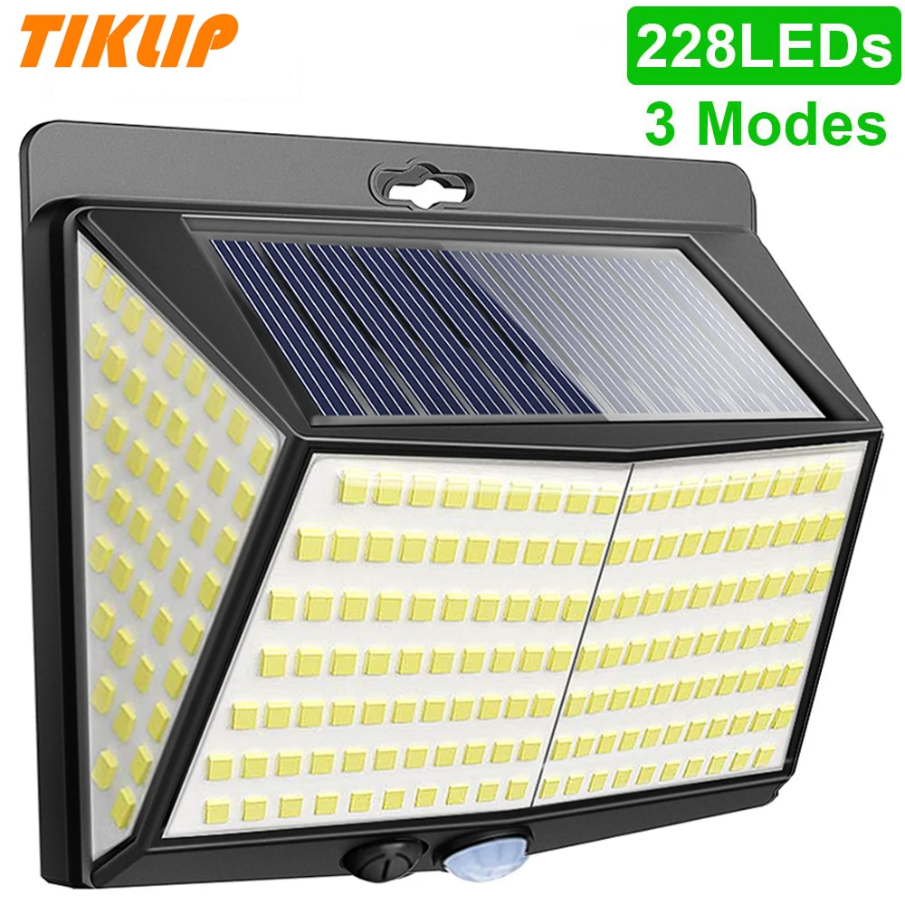 

Уличная лампа на солнечной батарее с датчиком движения, 228 светодиодов, 3 режима