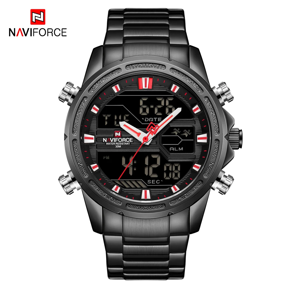 Часы наручные NAVIFORCE Мужские кварцевые спортивные светодиодсветодиодный