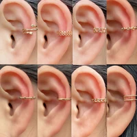 stackable earrings without ear hole star wrap clip on earrings earcuff for women chain hollow ear cuff fake earring piercing