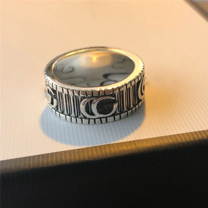 

1:1S925 Sterling Silver Retro Letter Ring, Exquisite Craftsmanship, Providing Women Original Brand Jewelry Valentine Gift