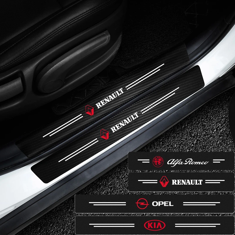 4 шт. порога плиты педаль Стикеры наклейка из углеродного волокна Защитная пленка