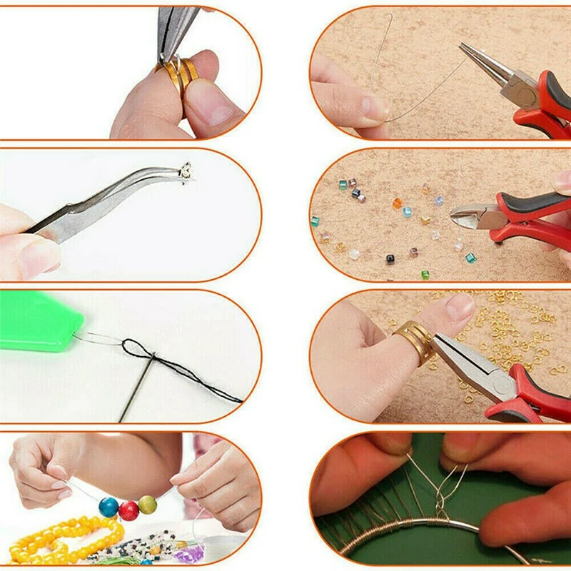 

15 Grids Jewelry Making Kit Jewelry Finding Starter Tools Kit with Pliers for Jewelry Making Repair DIY Craft Supplies