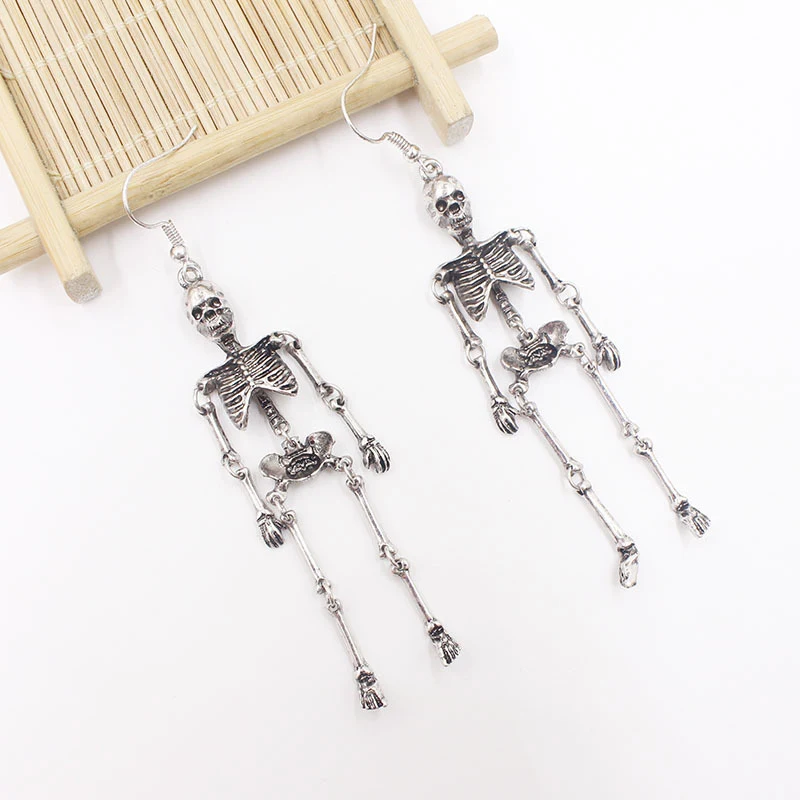 

New Fashion Exaggerated Skeleton Skeleton Dangle Earring Retro Creative Punk Hip Hop Jewelry Accessories Wholesale