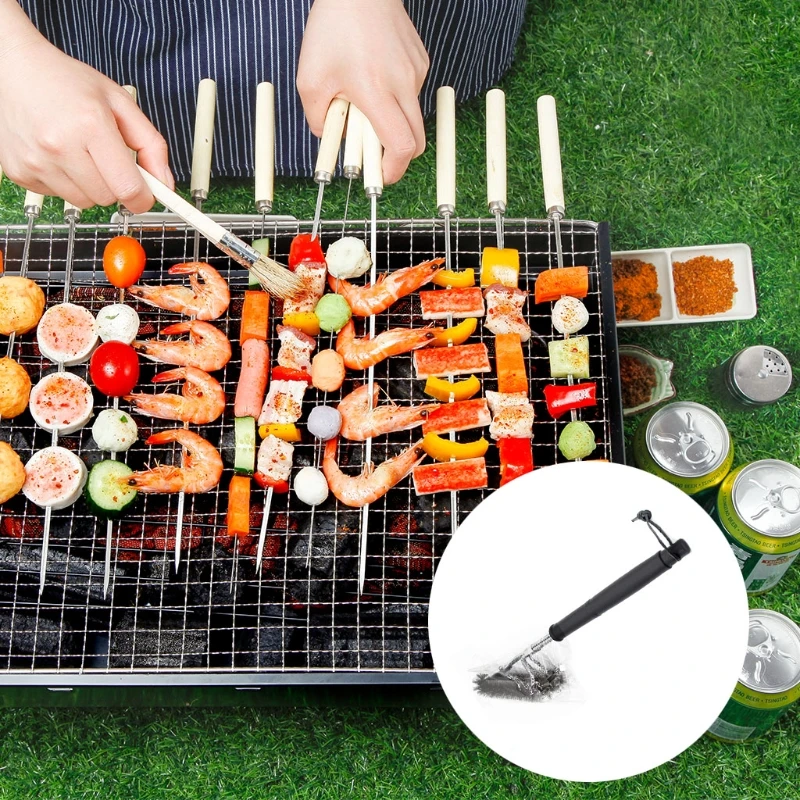 

3 In 1 Grill Brush with Scraper Stainless Steel Wire Bristles Barbecue Cleaner
