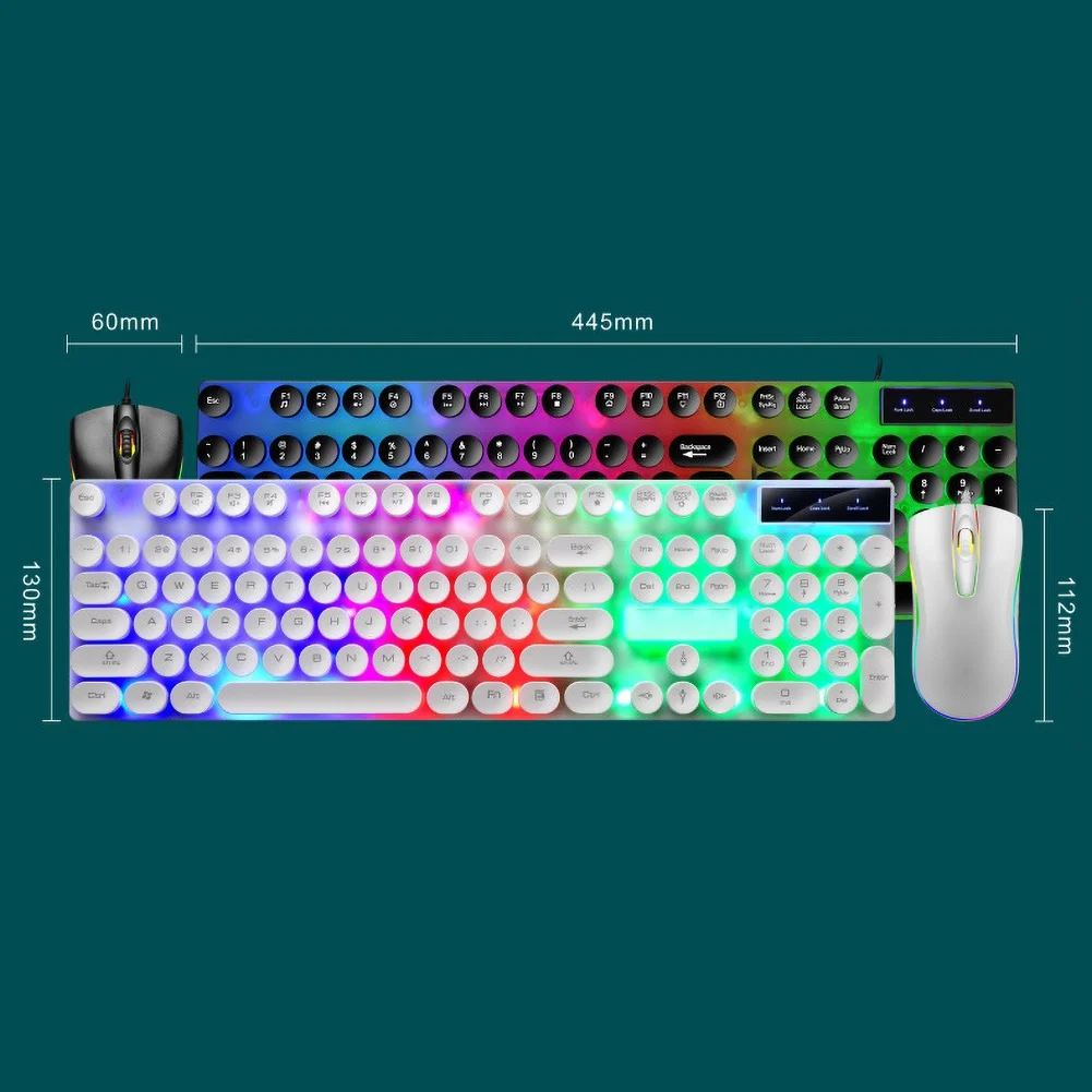 

Stylish Wired LED Backlight Keyboard Mouse Sets Mechanical Keyboard Mouse Set for Computers Laptops