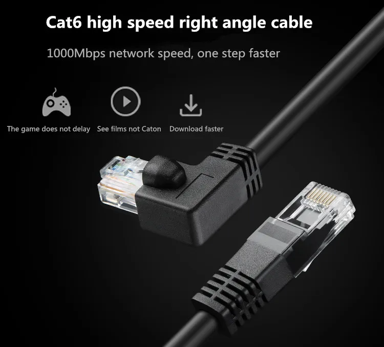 

RJ45 cable 26AWG CAT6 UTP Side Angled L Shape RJ45 Patch Cord Shape Ethernet Cable CAT5 Lan Cable Gigabit CAT6 Elbow 1m 1.8m 3m