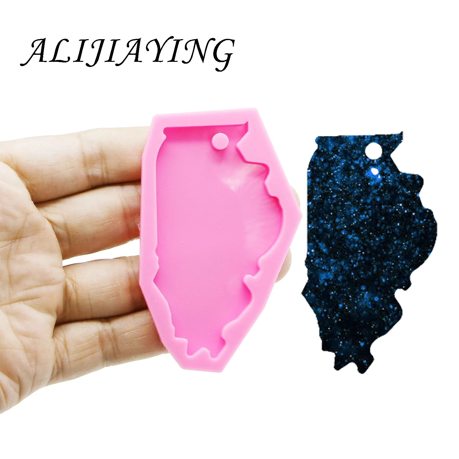 Блестящий брелок Иллинойс форма американского штата украшение с кольцом для