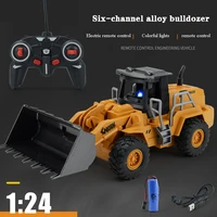 124 six channel rc alloy bulldozer simulation engineering vehicle excavator model electric toy childrens educational gift