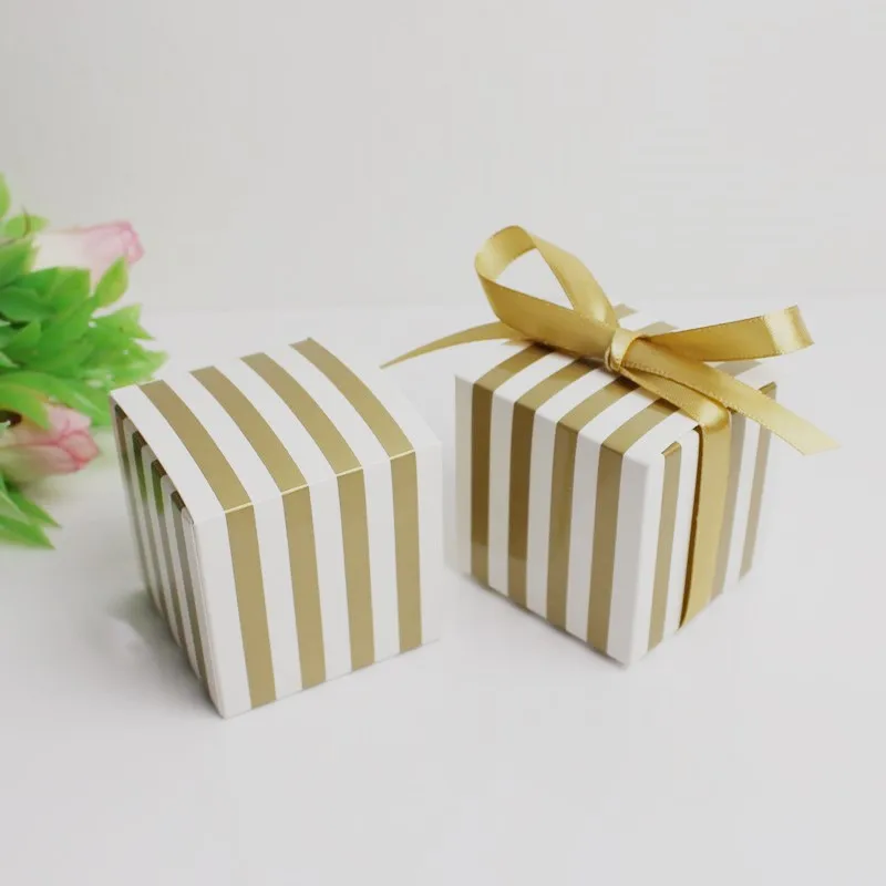 Золотая Полоса детский душ Крещение коробочка для конфет на вечеринку