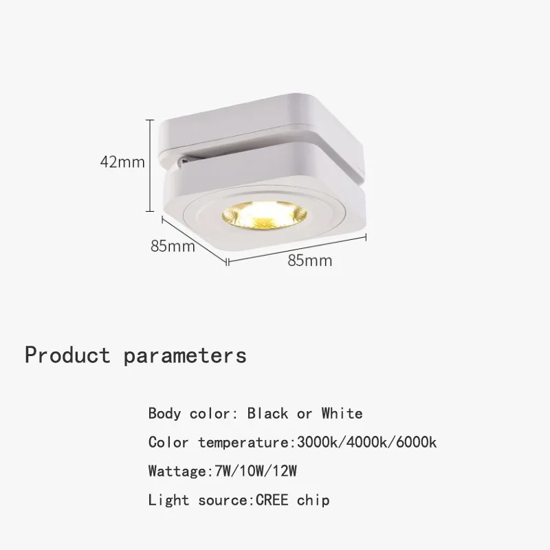 

Folding COB LED Downlights 7W 10W 12W Surface Mounted Recessed Rail Led Ceiling Lamps Spot Light 360 Degree Rotation AC220V