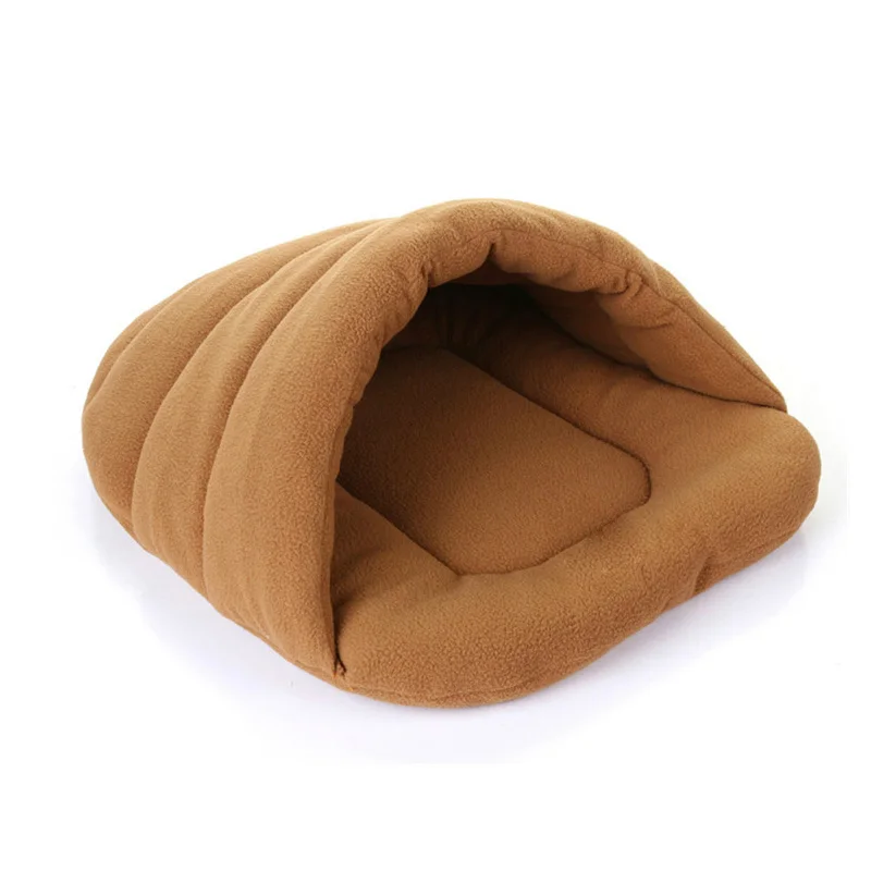 Brown Теплый спальный мешок для животных подстилка питомник кошачий подстилка кролик гнездо средних и маленьких домашних животных диван флисовая кровать гнездо домашнее животное гнездо - Цвет: Brown