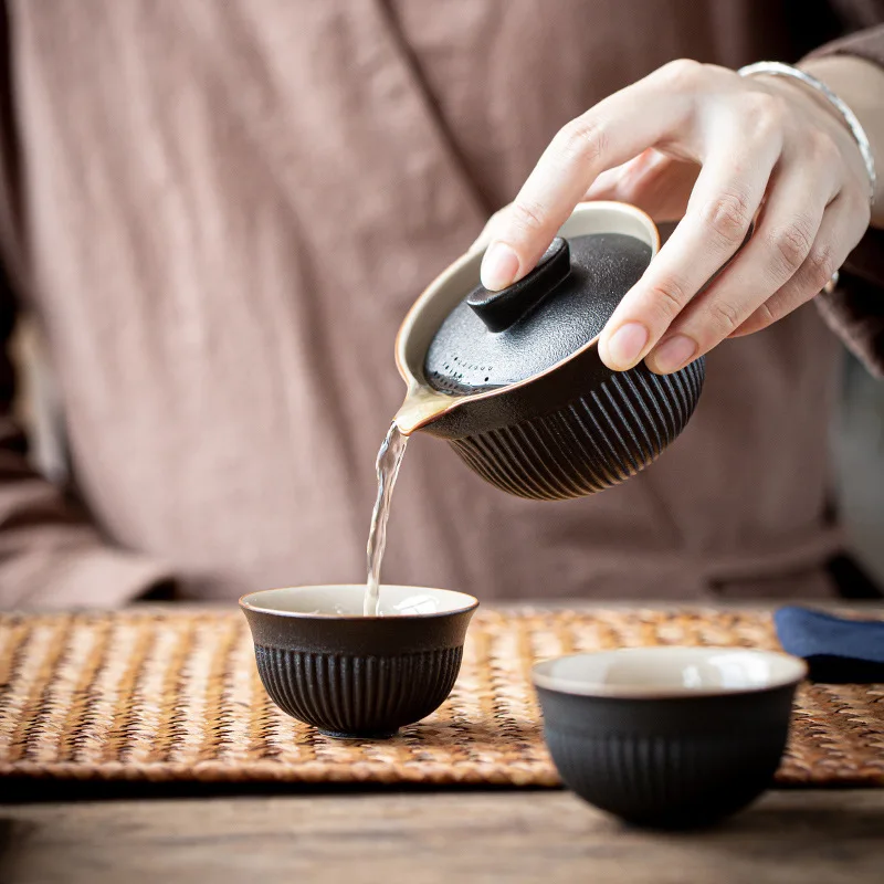 Portable Travel Tea Set Ceramic Teapot Kettle Quik Pots One pot and two cups Teaware Chinese Drink TeapotsTea Cup | Дом и сад