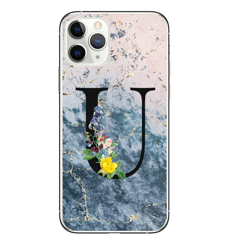 Чехол на заказ с надписью A B C цветы мрамор дизайн чехол для телефона iphone X XS SE 2020 11