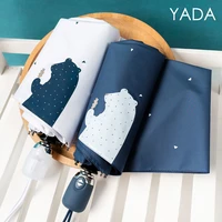 yada 2021 cartoon polar bear pattern automatic umbrella rain sunnyrainy umbrella for women windproof folding umbrellas ys200264