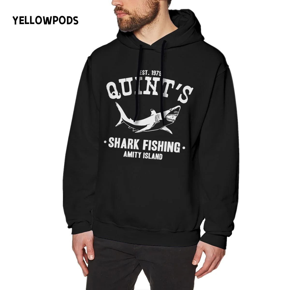 

Yellowpods-Shark Fishing Jaws Men's Hoodies Male Casual Hoodies weatshirts Men's Solid Color Hoodies Tops