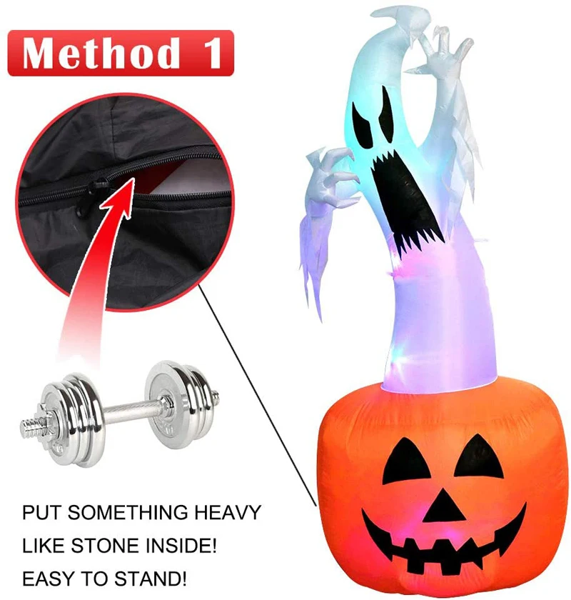 Надувной призрак на Хэллоуин в виде тыквы 6 футов менясветодиодный цвет