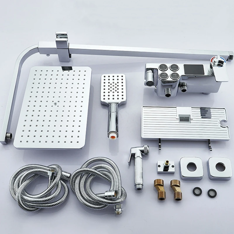 Bathroom Faucets Brass Chrome Shower Set Wall Mounted Digital Mixer Tap Thermostatic Rain Mist Showers Modern Water | Обустройство