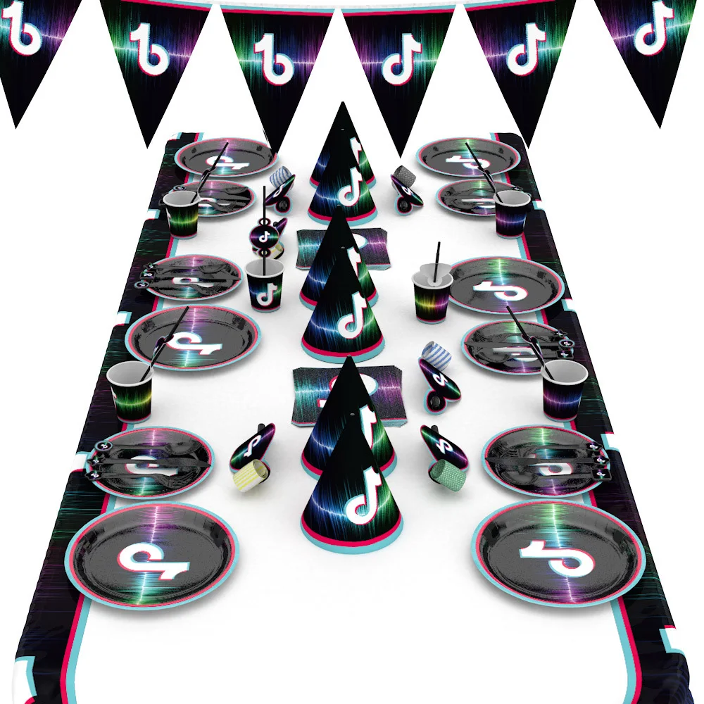 Набор воздушных шаров TikTok украшения для дня рождения набор одноразовой посуды