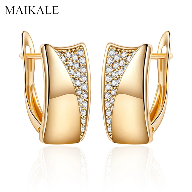Женские квадратные серьги гвоздики MAIKALE классические с инкрустацией из фианита и