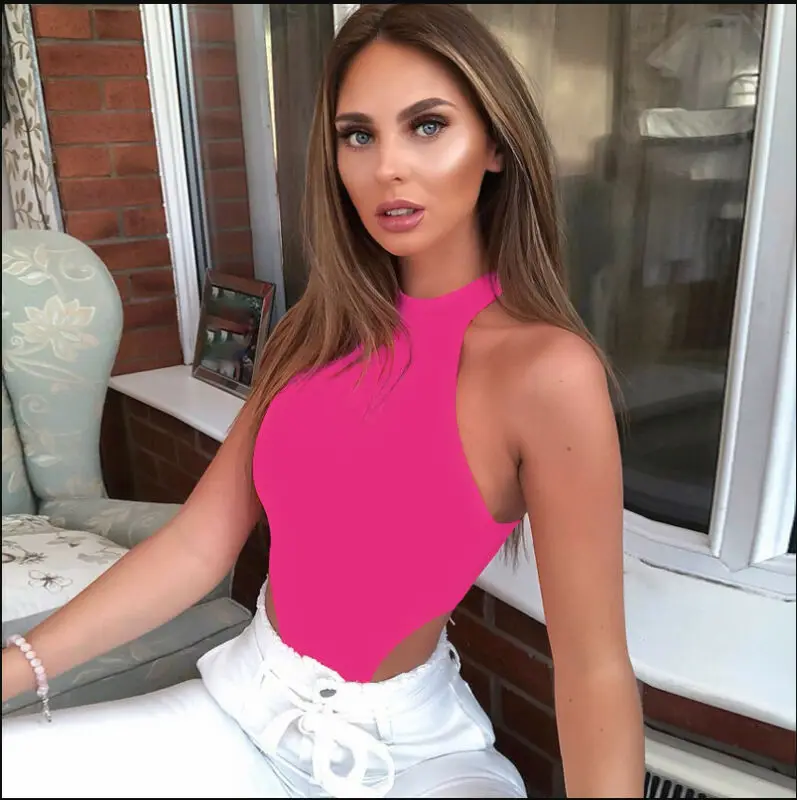 Сексуальный женский комбинезон без рукавов боди стрейчевое трико топ с высокой