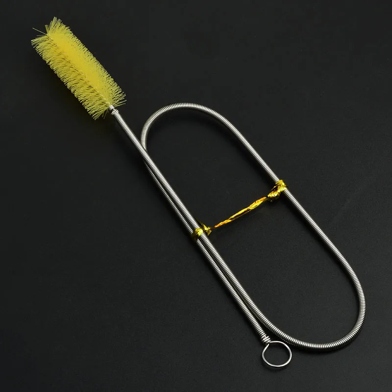 Yellow one brush NICREW щетка для чистки аквариума для водяного фильтра Лилия труба воздушный шланг из нержавеющей стали Гибкая Двухсторонняя щетка для шлангов - Цвет: Yellow one brush