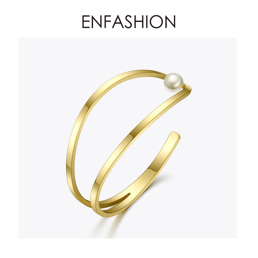 Женский Браслет манжета ENFASHION браслет золотистого цвета с жемчугом и c образной