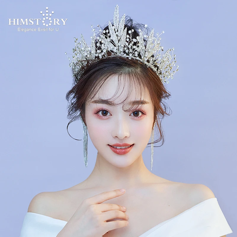 Himstory Handmade Crystal Rhinestones Tiaras Crowns Wedding Headband Headpiece Bridal Hair Piece Prom Pageant Accessories | Украшения и