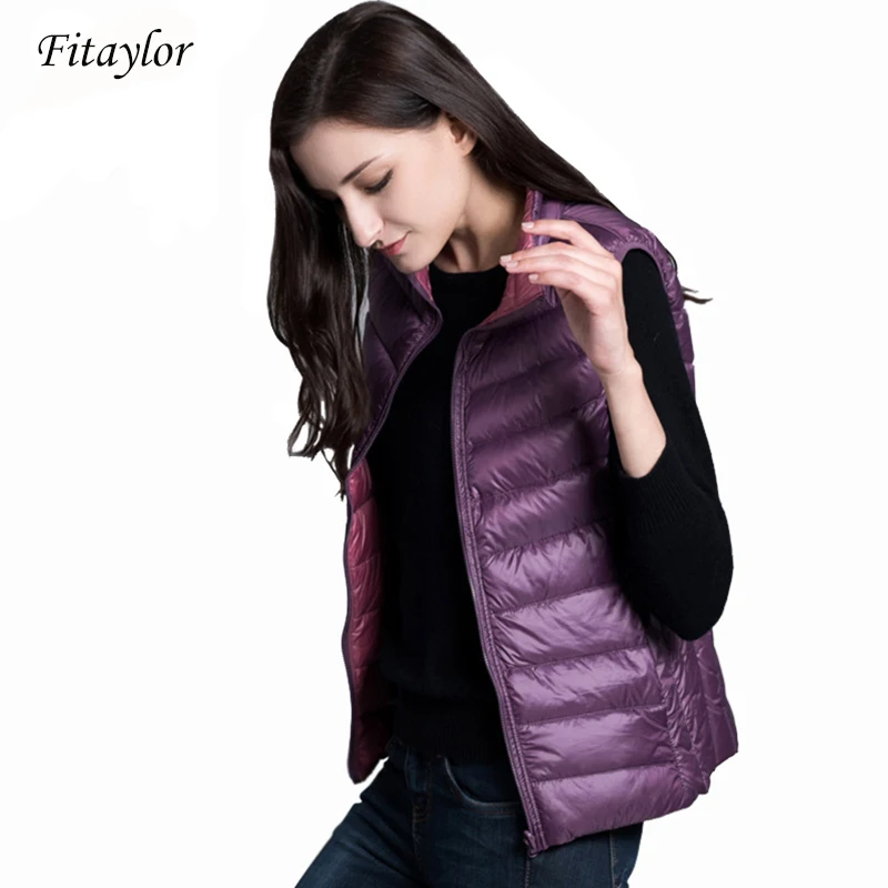 Fitaylor женский теплый жилет ультра светильник двухсторонний без рукавов размера