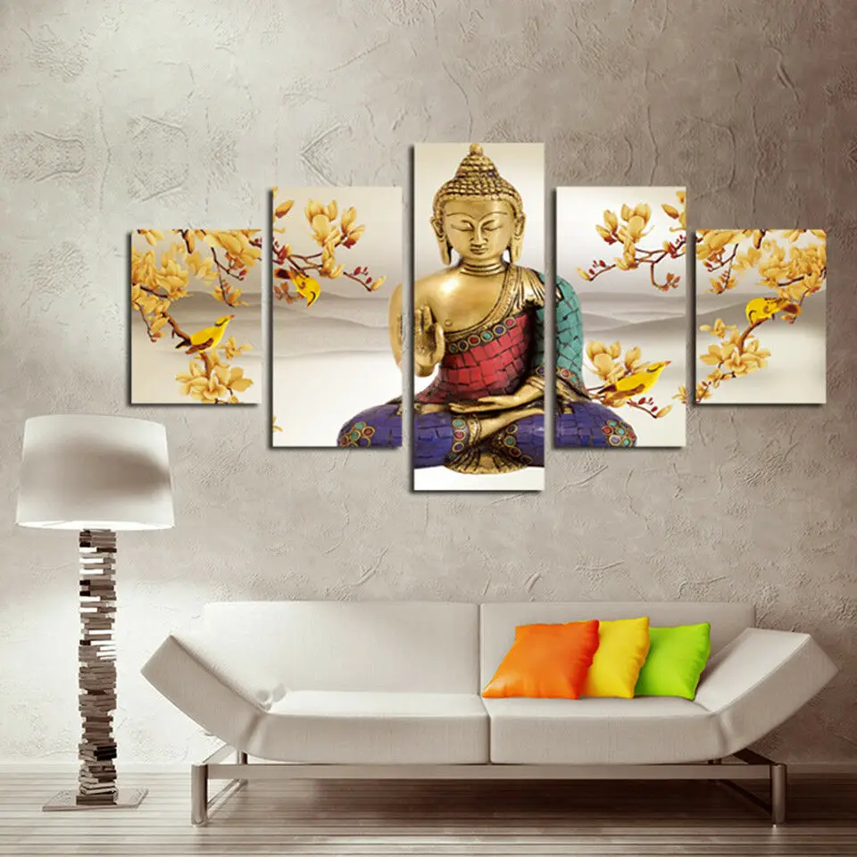 

Meditating Buddha Mindfulness 5 Pcs Canvas Picture Print Wall Art Canvas Painting Wall Decor for Living Room No Framed