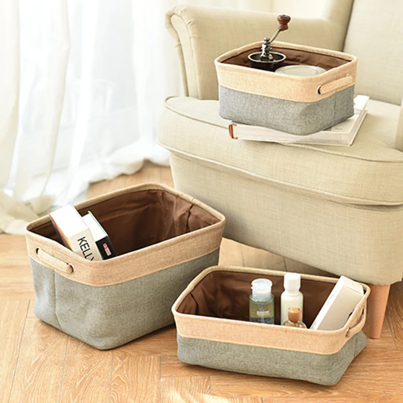 

Nordic INS Linen Storage Basket Desktop Clutter Sorting Box Cosmetics Snacks Storage Basket Remote Control Storage Box