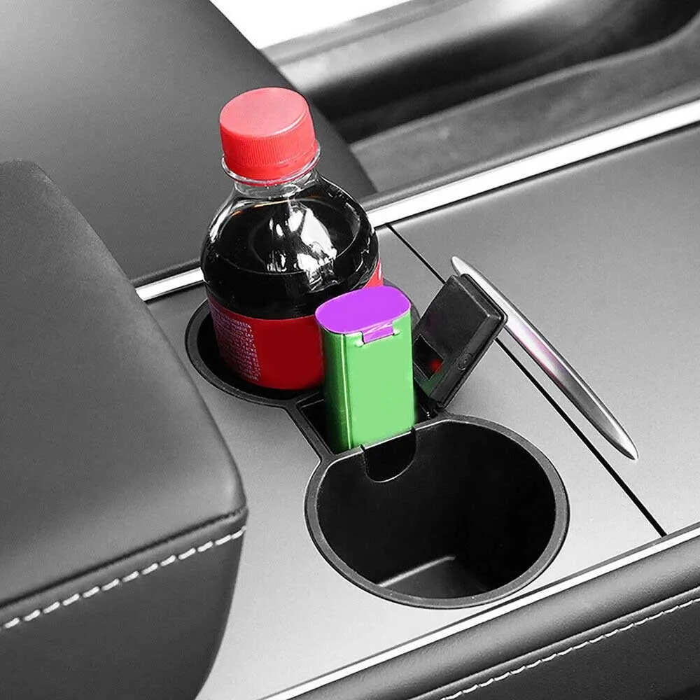 

TPE Water Console Cup Holder Insert Double-hole Plug-in Storage Water Proof For Tesla Model 3 Model Y 2021 Accessories