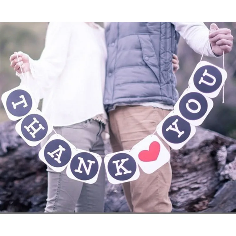 

1set THANK YOU Letters Hanging Flags for Wedding DIY Bunting Banners Wedding Thanksgiving Day Decorations