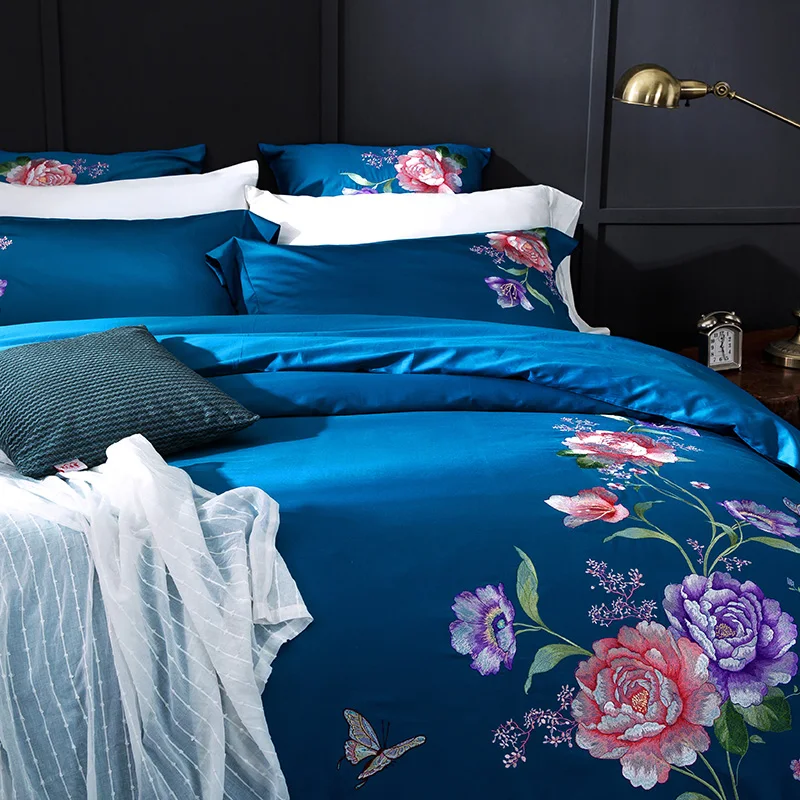 А ля 60ые длинноволокнистого из материала на основе хлопка с цветочной постельное