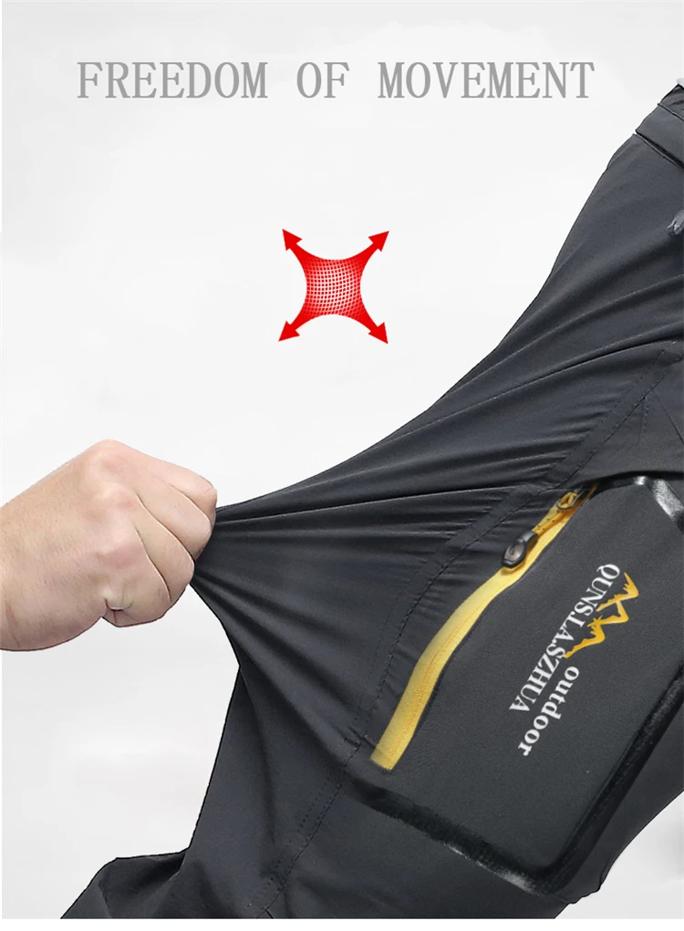 JACKSANQI Men's Summer Quick Dry Hiking Removable Pants Outdoor Sports Man Camping Fishing Climbing Trekking Male Trousers RA345