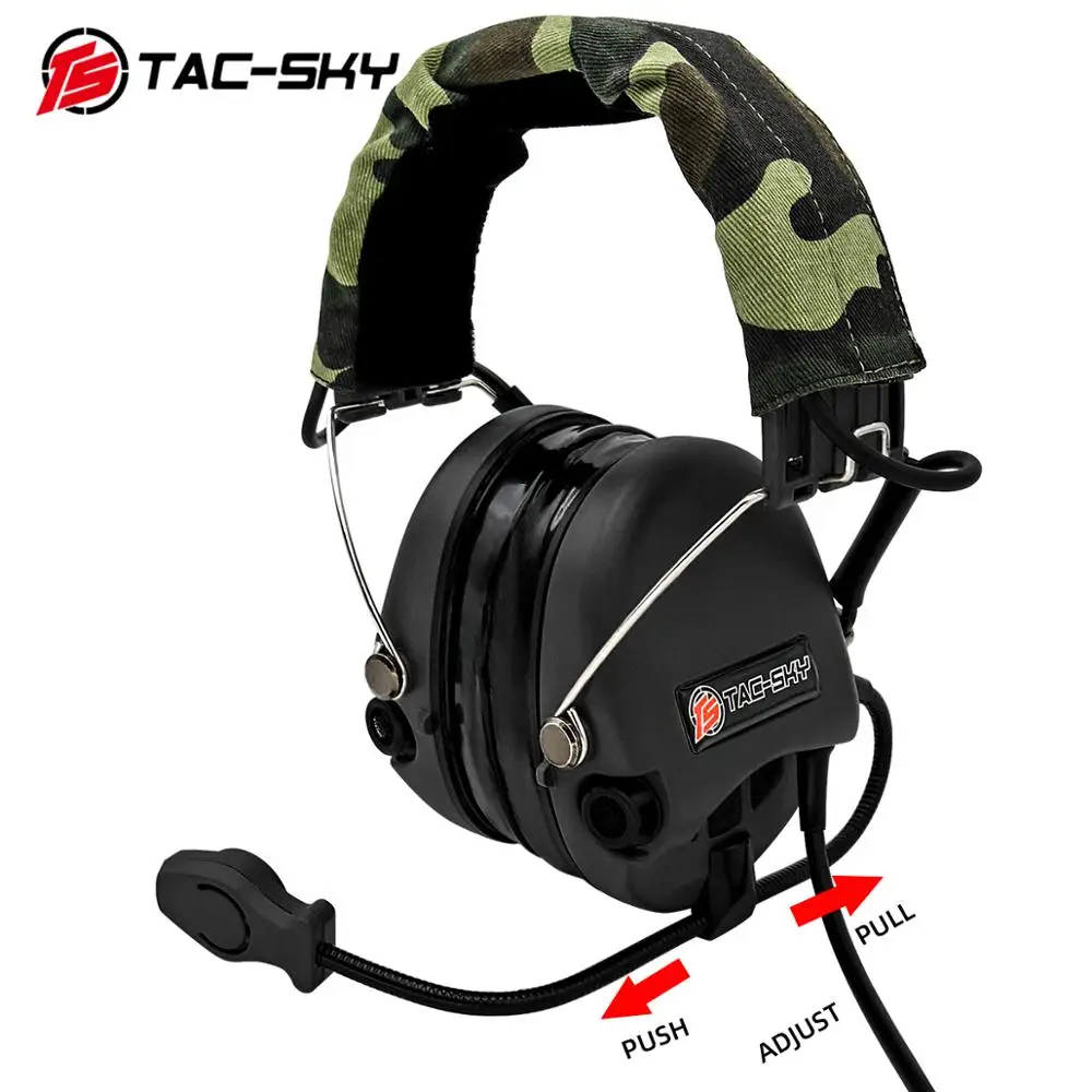 TAC-SKY Airsofte Sordin silicone earmuffs noise reduction pickup military tactical hunting shooting headphones -BK