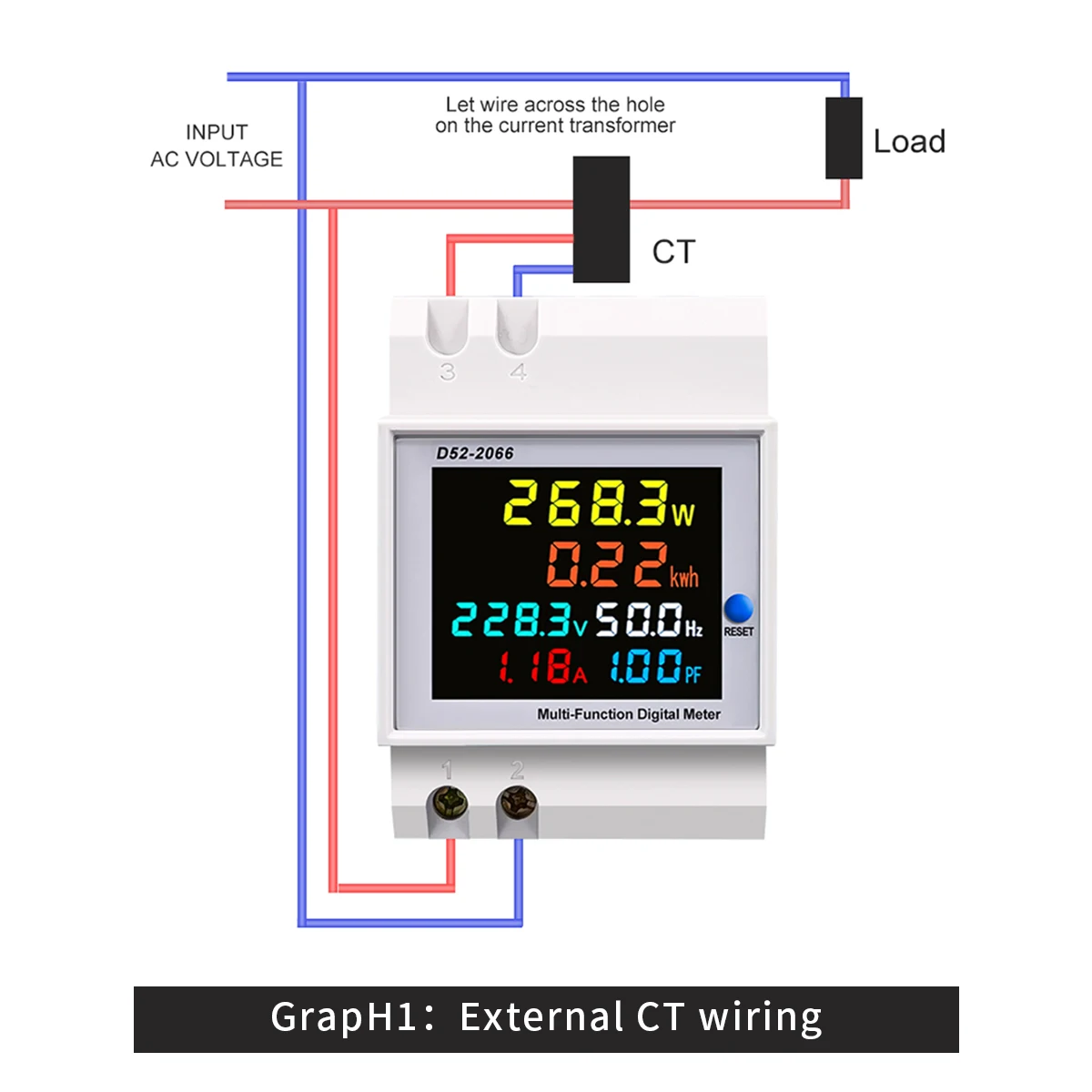 Монитор переменного тока 110 В 220 380 А напряжение и ток силовой фактор активный кВтч